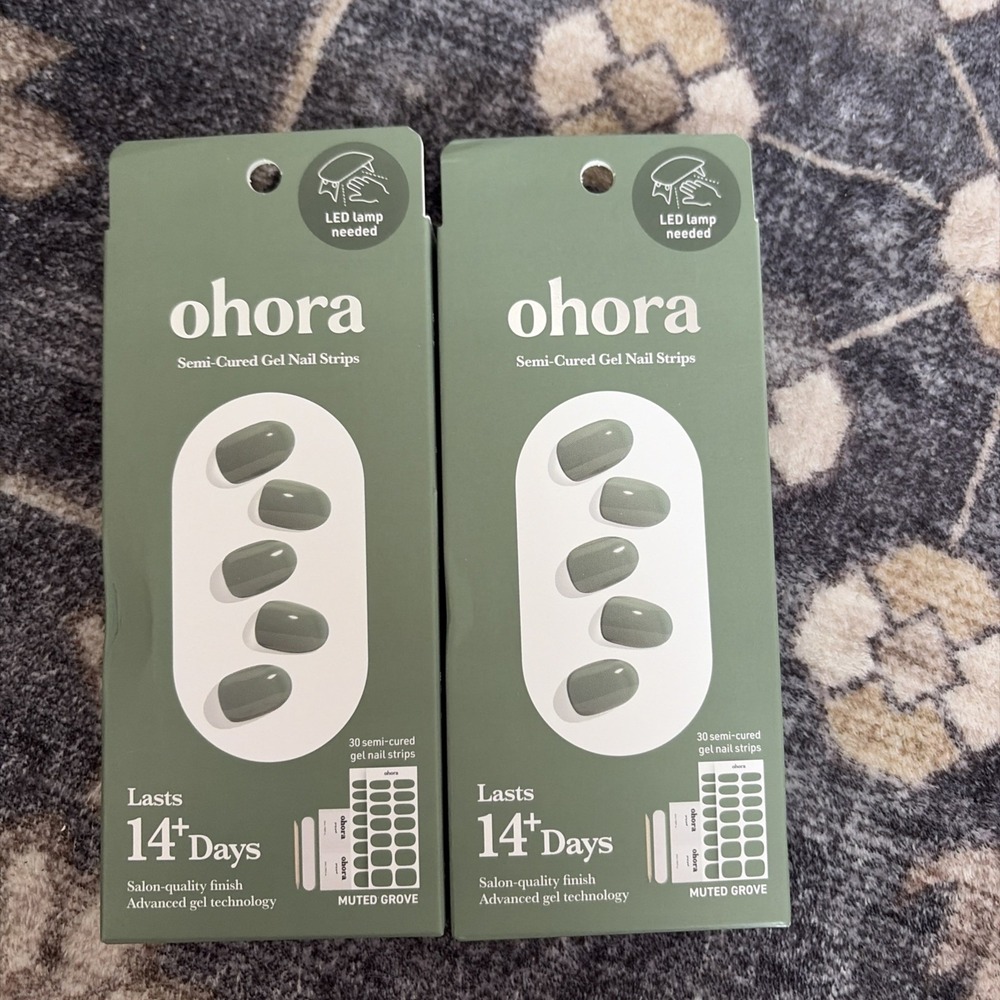 2 X Ohora Gel Nail Art Design - Muted Green